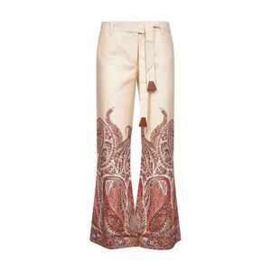 Zimmermann Women Cream Paisley Linen Rhiannon Flared Trousers